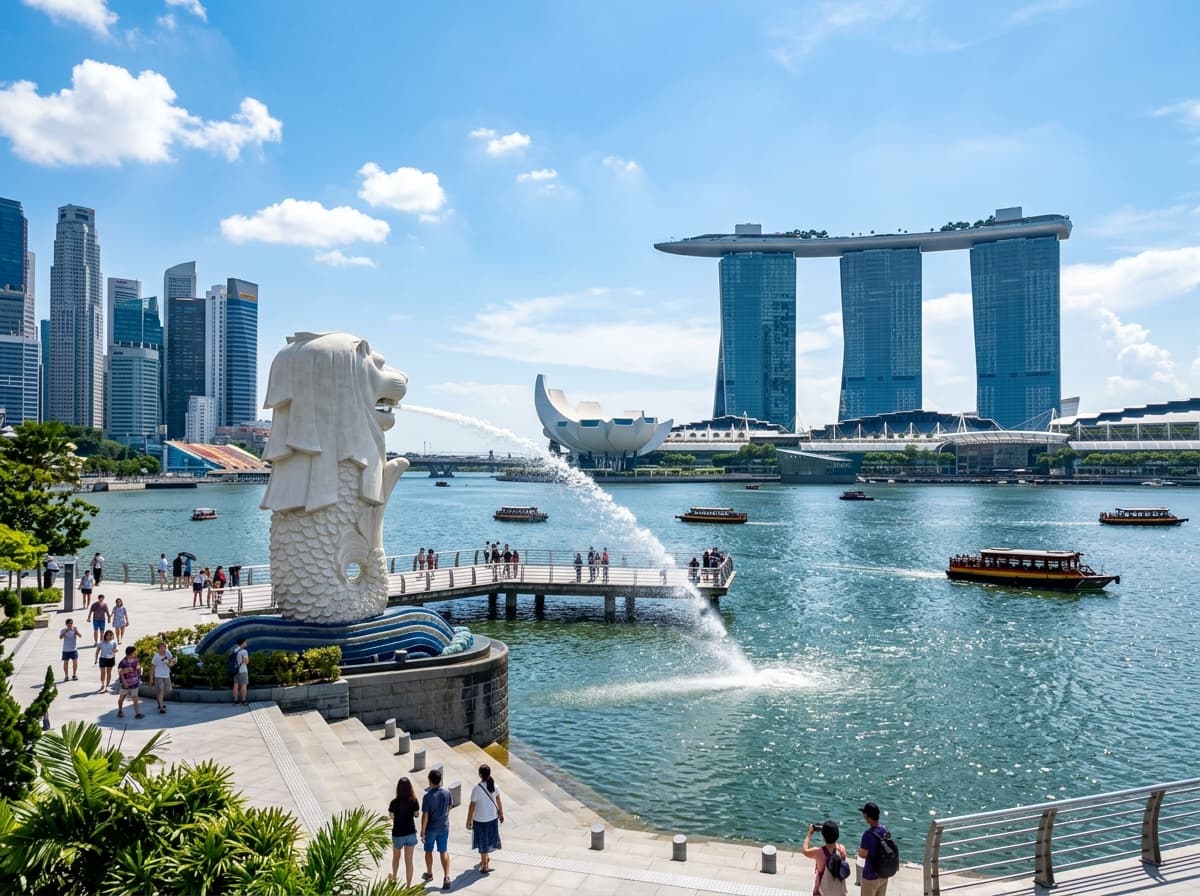 Singapore Merlion and Marina Bay Sands